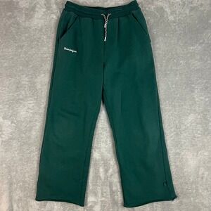 Beardedgoat Wide Leg Sweatpants Womens L Green Fleece Heavyweight
